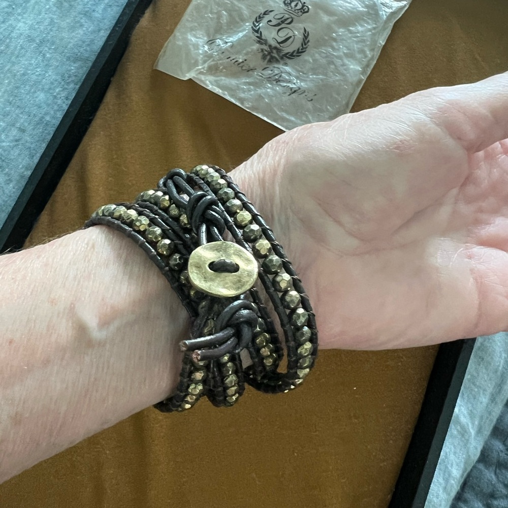 Beaded Wrap Bracelet with Brass Button from Premier Designs